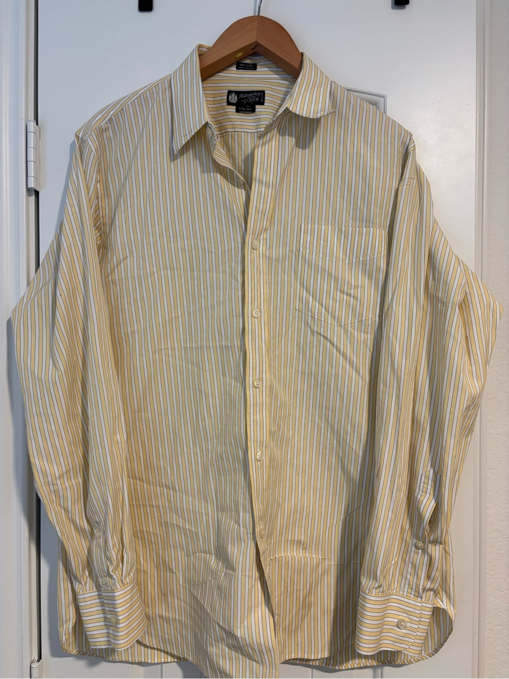 Haberdashery Shirting By J, Crew 80’s 2-ply Yellow Striped 100% COTTON Shirt‎ L